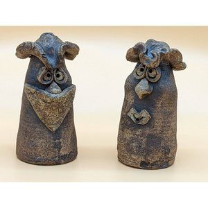 Vintage Salt and Pepper Shakers Cowboy and Cowgirl Clay McGillivray Handmade Art